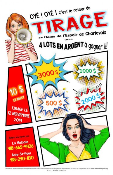 Tirage Mains de l'Espoir de Charlevoix 2019